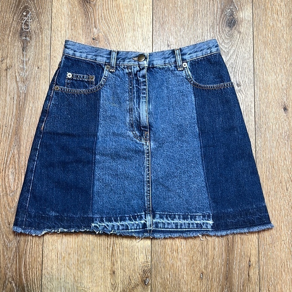 Alexander McQueen McQ Raw Hem Jean Mini Skirt Size 26